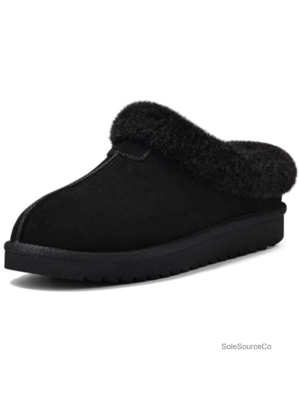Genuine Suede Slippers Fuzzy Lined Memory Foam Slip On Indoor Outdoor